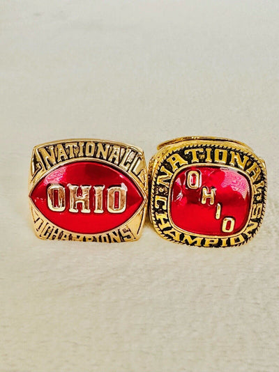 2 PCS Ohio State NCAA Championship Ring Set, US SHIP 1967/68 back to back - EB Sports Champion's Cache