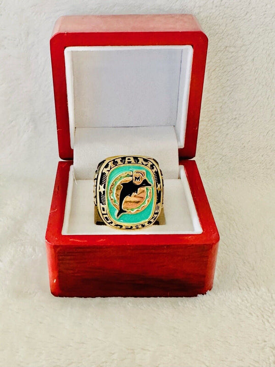 Miami Dolphins Large Classic Goldplated NFL Rare Ring W Box - EB Sports Champion's Cache