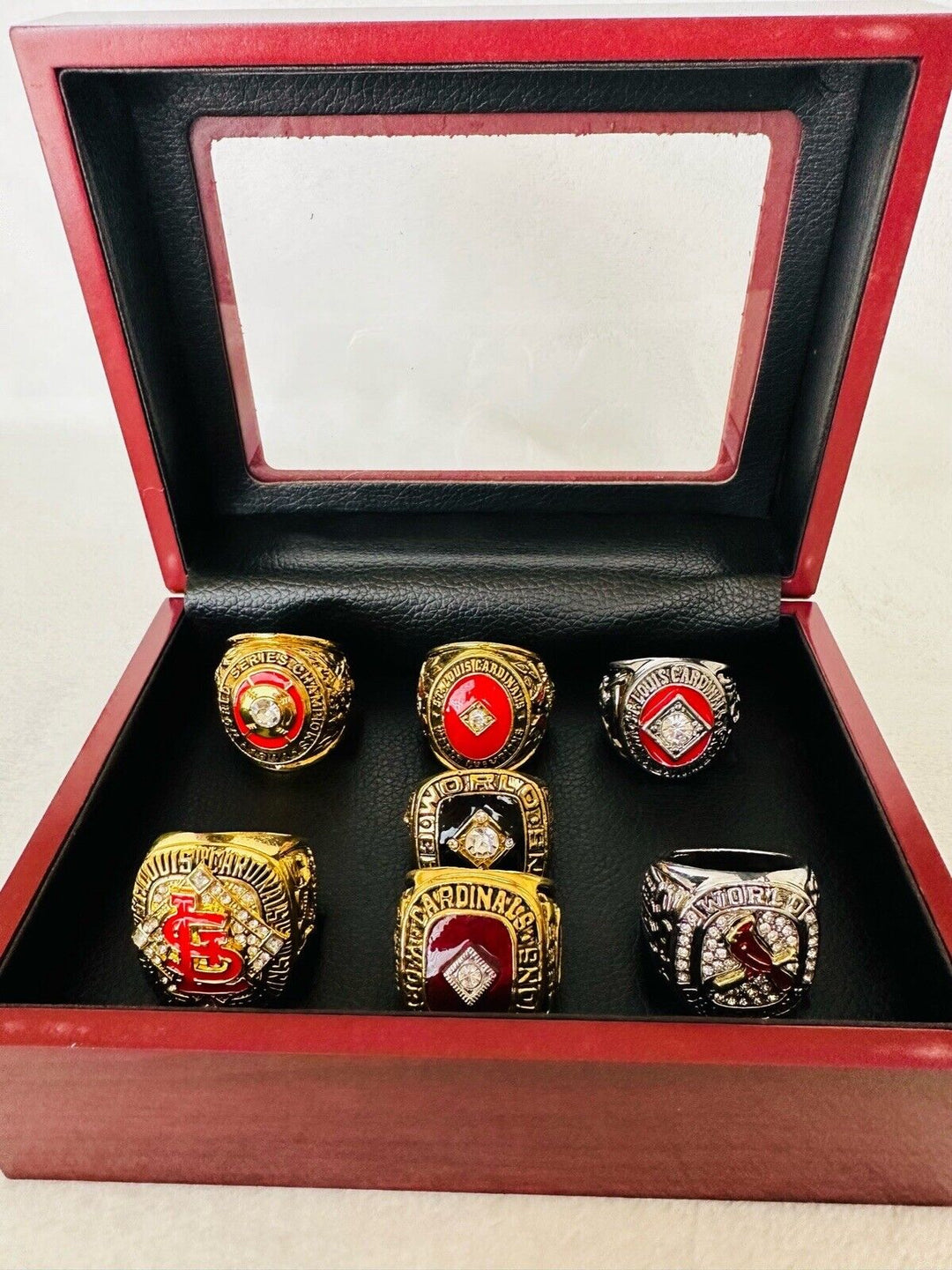 7 PCS St Louis Cardinals World Series Ring Set W Box,  SHIP 1944-2011 - EB Sports Champion's Cache