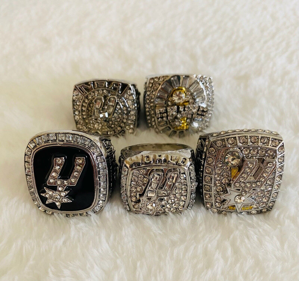 5 PCS San Antonio Spurs Championship Complete Ring Set W Box,  SHIP - EB Sports Champion's Cache