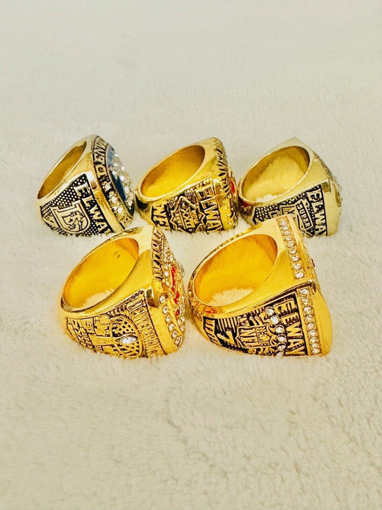 5 PCS Denver Broncos Championship Ring Elway Set,  SHIP - EB Sports Champion's Cache