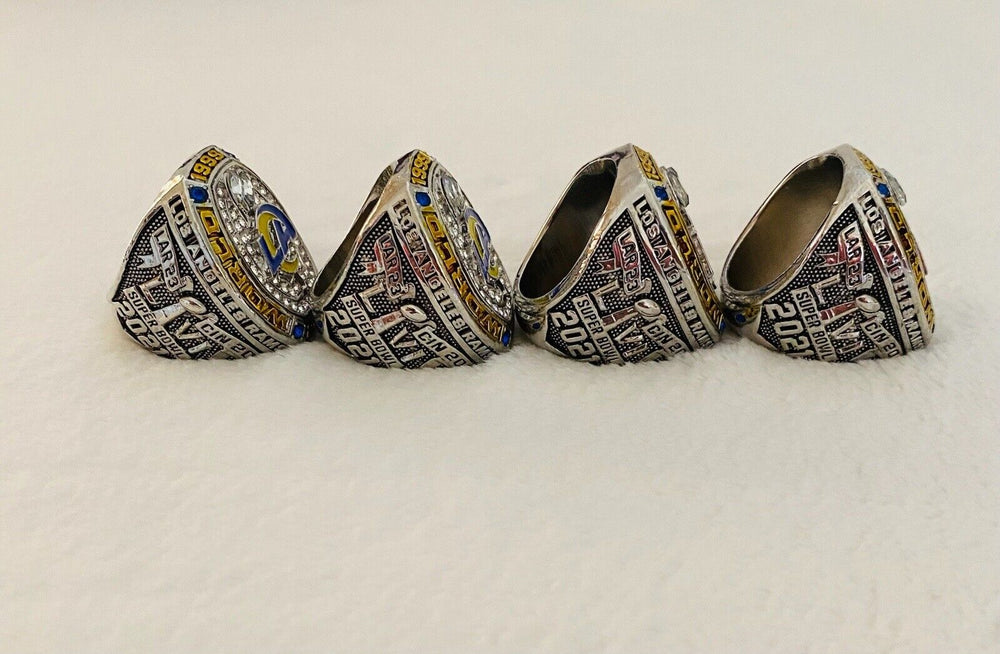 4 PCS 2021 LA Louis Rams Championship Ring SET, US SHIP - EB Sports Champion's Cache