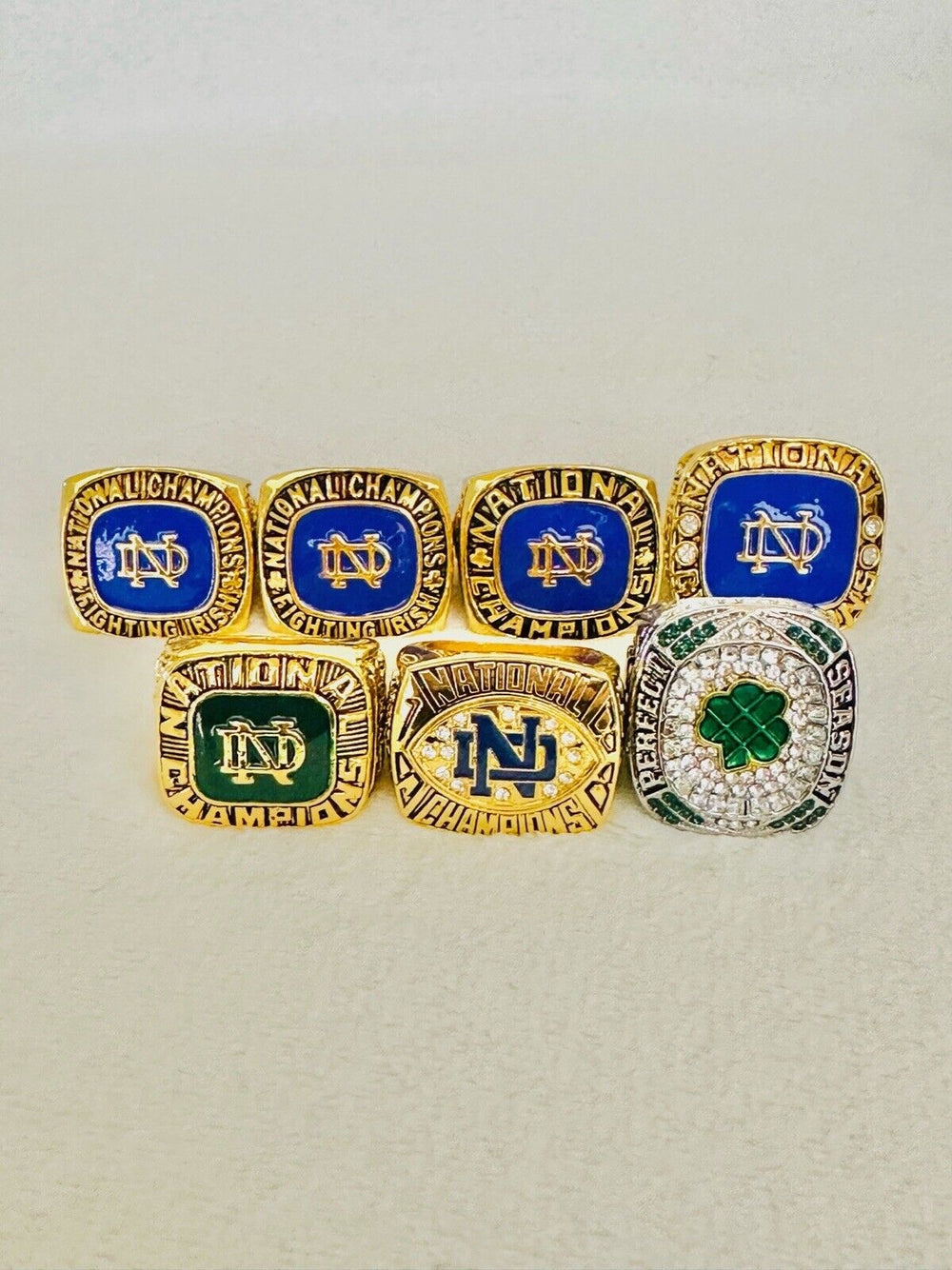 7 PCS Notre Dame Championship Display fan Ring W Box Set, US SHIP 1947-2018 - EB Sports Champion's Cache