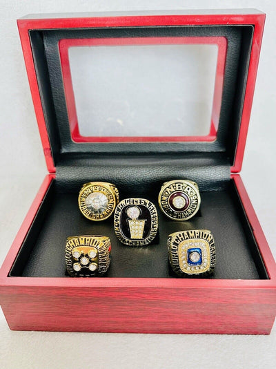 5 Pcs Los Angeles Lakers Ring Set W Box,  SHIP 1980/82/85/87/88 - EB Sports Champion's Cache