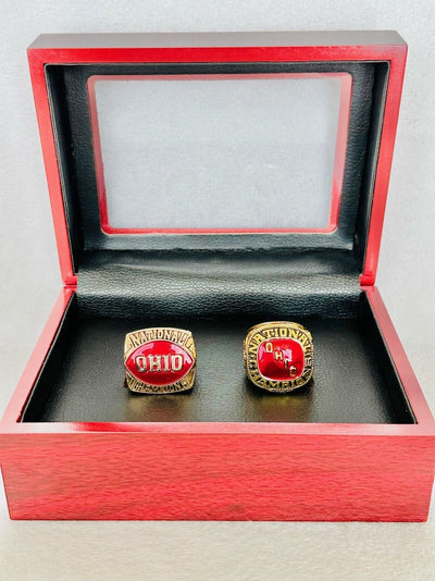 2 PCS Ohio State NCAA Championship Ring Set W Box, US SHIP 1967/68 Back to back - EB Sports Champion's Cache
