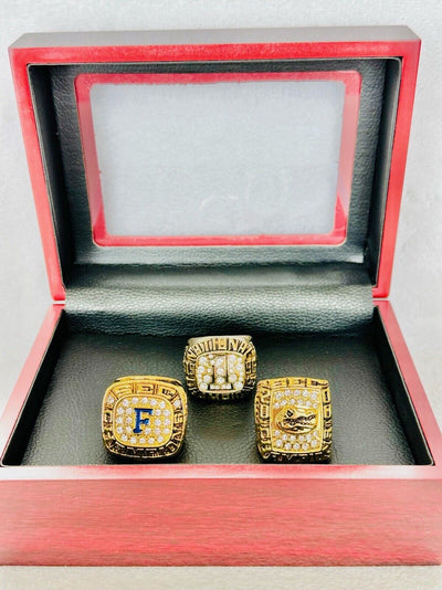 3 PCS Florida Gators National Championship Ring W Box, US SHIP, 1995/96/2000 - EB Sports Champion's Cache