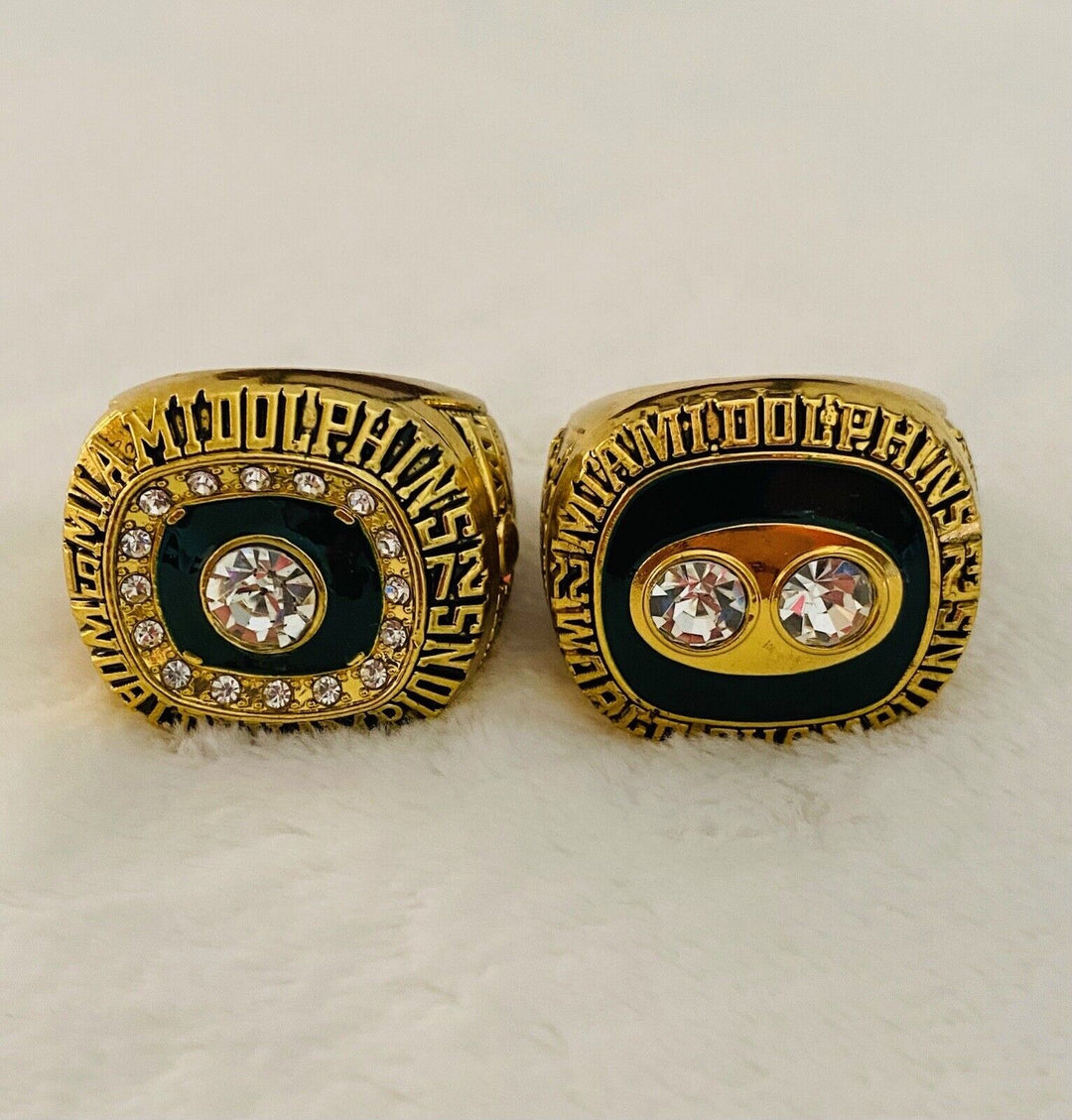 2 PCS Miami Dolphins Championship Ring SET W Case, US SHIP 1972/73 - EB Sports Champion's Cache