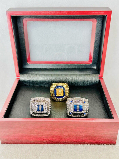 3 PCS Duke Blue Devils National Champions Ring W Box, US SHIP, 2001-2015 - EB Sports Champion's Cache