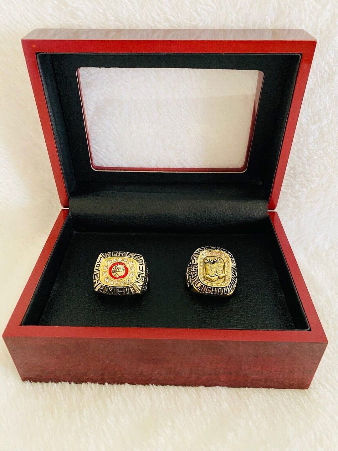 2 PCS Houston Rockets Championship Ring W Box,  SHIP BACK TO BACK 1994/95 - EB Sports Champion's Cache