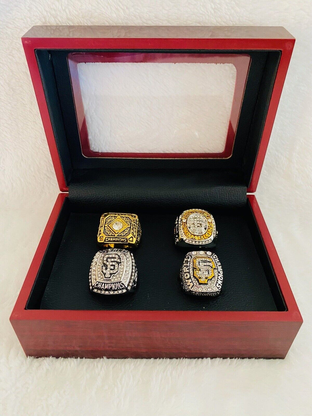 4 PCS San Francisco Giants World Series Complete Ring Set W Box US SHIP - EB Sports Champion's Cache