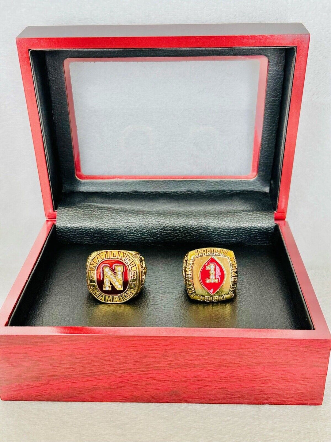 2 PCS Nebraska Cornhuskers 18k GP Championship Ring W Box, US SHIP 1983/94 - EB Sports Champion's Cache