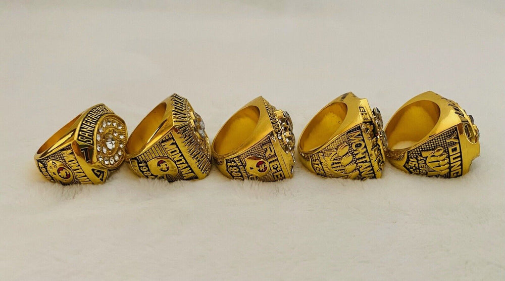 5 PCS San Francisco 49ers Super Bowl RING SET W Case, USA Ship - EB Sports Champion's Cache