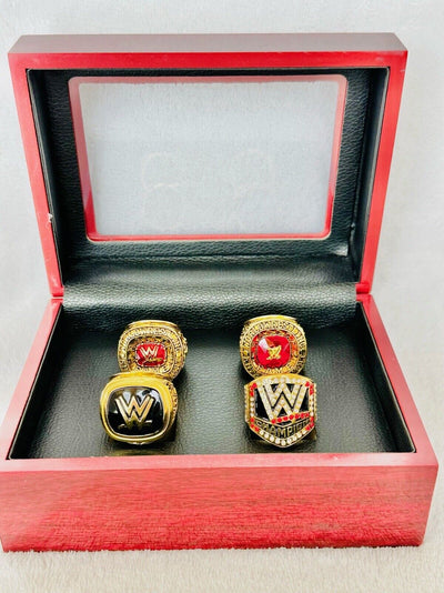 4 PCS WWE World Wrestling Hall Of Fame Championship Ring Set W Box, US Ship - EB Sports Champion's Cache