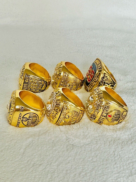 6 WAYNE GRETZKY Ultimate Ring Set,  SHIP 1984/85/87/88/90 HOF - EB Sports Champion's Cache