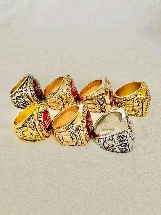 7 PCS Ohio State NCAA Championship Ring Set W Box, US SHIP 1954-2002 - EB Sports Champion's Cache