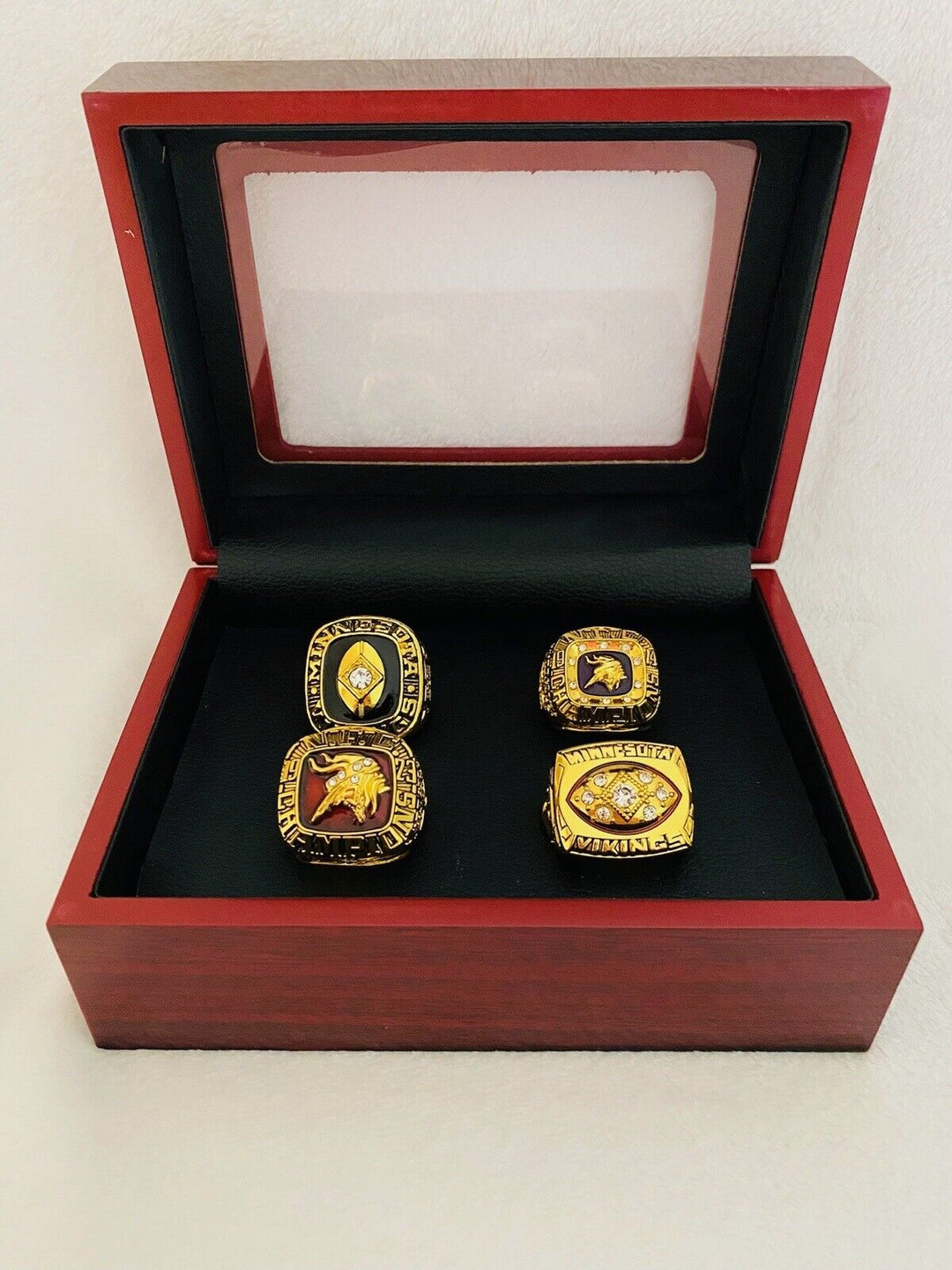 4 PCS Minnesota Vikings NFC Championship Complete Ring SET W Case, US SHIP - EB Sports Champion's Cache