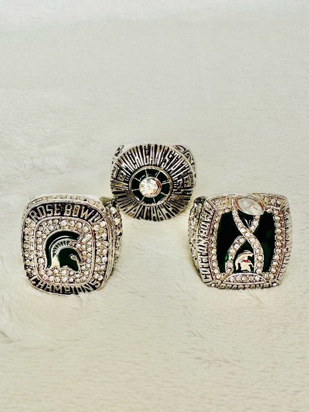 3 PCS Michigan State Spartans Championship Ring Set, US Ship - EB Sports Champion's Cache