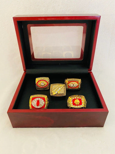 5 PCS Washington Redskins Championship Ring Complete SET W Box,  SHIP - EB Sports Champion's Cache