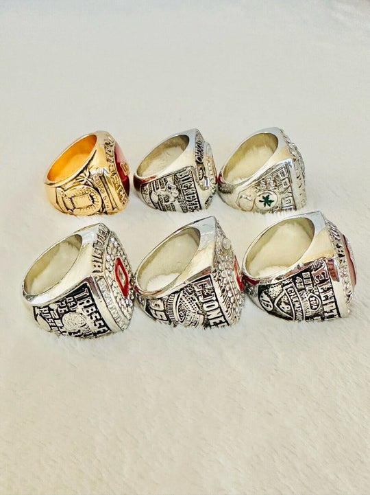 6 PCS Ohio State NCAA Championship Ring Set, US SHIP 1977-2014 - EB Sports Champion's Cache