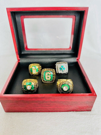 5 PCS Boston Celtics NBA Championship Replica Ring Set W Box, USA SHIP - EB Sports Champion's Cache