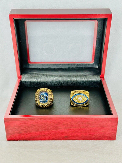 2 PCS Kansas Jayhawks Football Aloha bowl Ring W Box, US SHIP 1998/2012 - EB Sports Champion's Cache