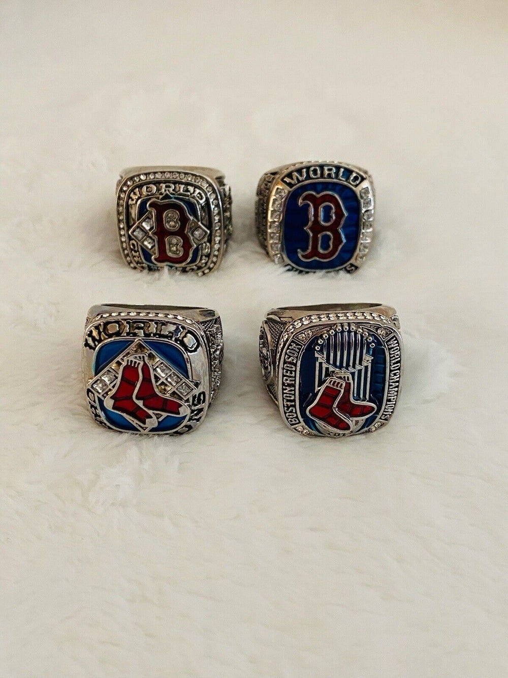 4 PCS Red Sox World Series Championship Ring Set W Box,  SHIP 2004-18 - EB Sports Champion's Cache