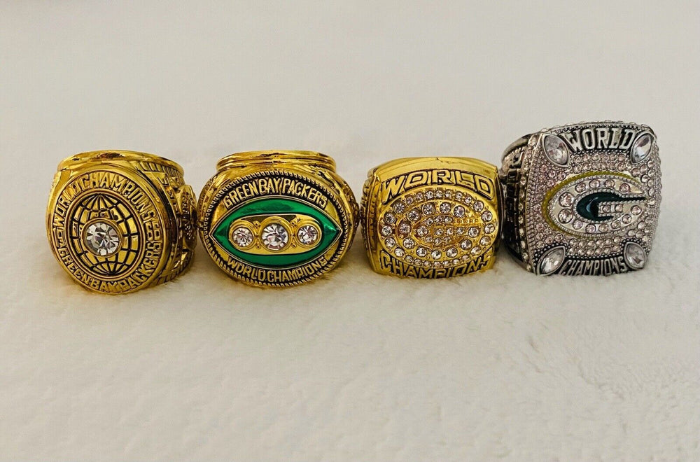 4 PCS Green Bay Packers Super Bowl Ring COMPLETE SET W Case, US SHIP - EB Sports Champion's Cache