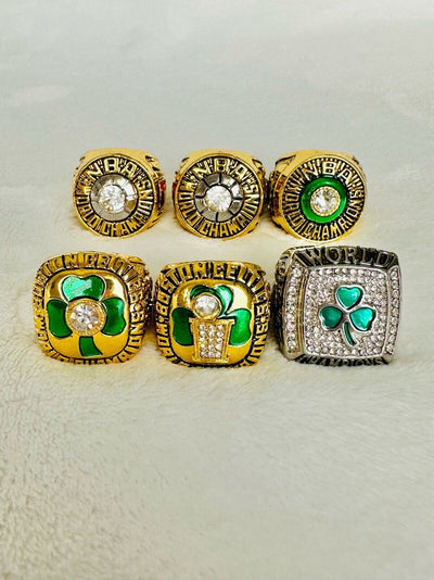 6 PCS Boston Celtics NBA Championship Replica Ring Set,  SHIP - EB Sports Champion's Cache