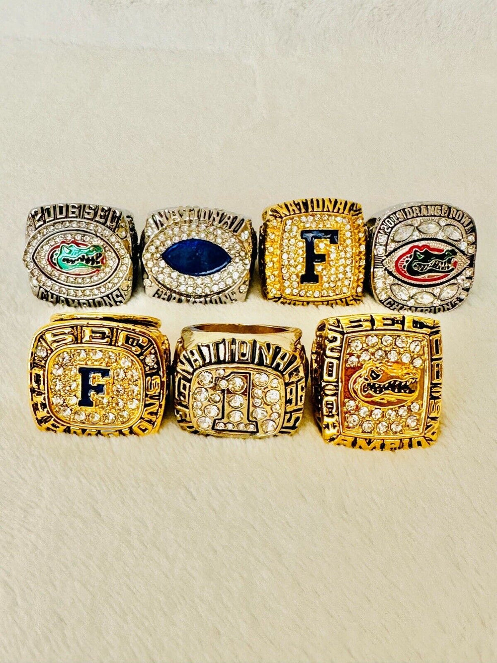 7 PCS Florida Gators Championship Ultimate Ring W Box Set, US SHIP, 1995-2019 - EB Sports Champion's Cache