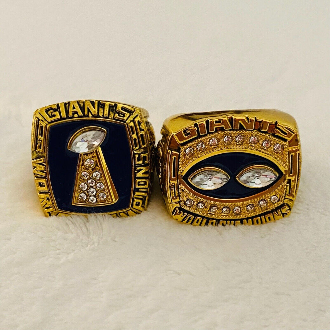 2 PCS New York Giants Super Bowl Ring SET W Case, US SHIP. 1986/1990 - EB Sports Champion's Cache