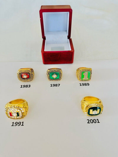 Miami Hurricanes 18k GP Brass Championship Ring W Box, US SHIP PICK YOUR RING!! - EB Sports Champion's Cache