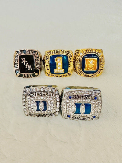 5 PCS Duke Blue Devils National Champions Ring complete set, US SHIP, 1991-2015 - EB Sports Champion's Cache