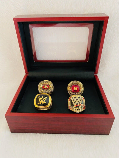 4 PCS WWE World Wrestling Hall Of Fame Championship Ring Set W Box, US Ship - EB Sports Champion's Cache