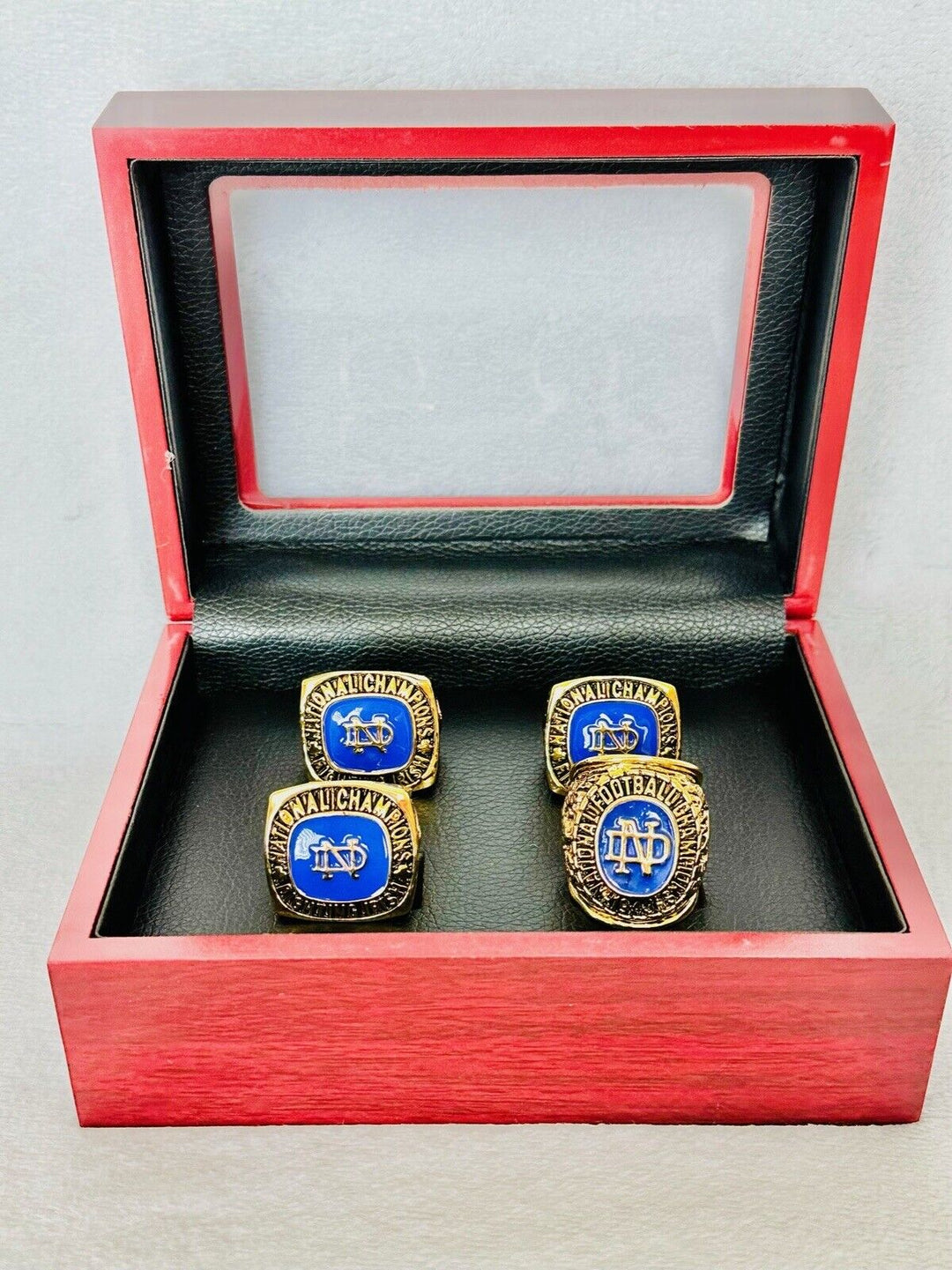 4 PCS Notre Dame Championship Display fan Ring W Box Set, US SHIP - EB Sports Champion's Cache