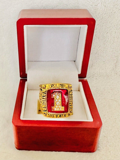 1991 Washington Huskies Commerative Fan Championship Ring W Box, US SHIP - EB Sports Champion's Cache