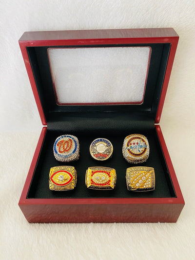 6 PCS Washington Ultimate Collection Championship Ring SET W Box,  SHIP - EB Sports Champion's Cache