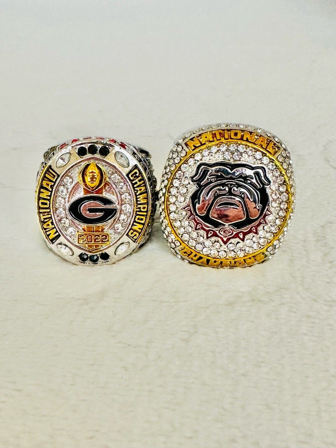 2 PCS Georgia Bulldogs National Championship Ring W Box, US SHIP 2022/23 - EB Sports Champion's Cache