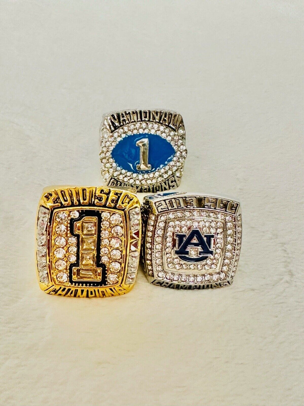 3 PCS Auburn Tigers SEC/NCAA Championship Ring Set W Box, US SHIP - EB Sports Champion's Cache