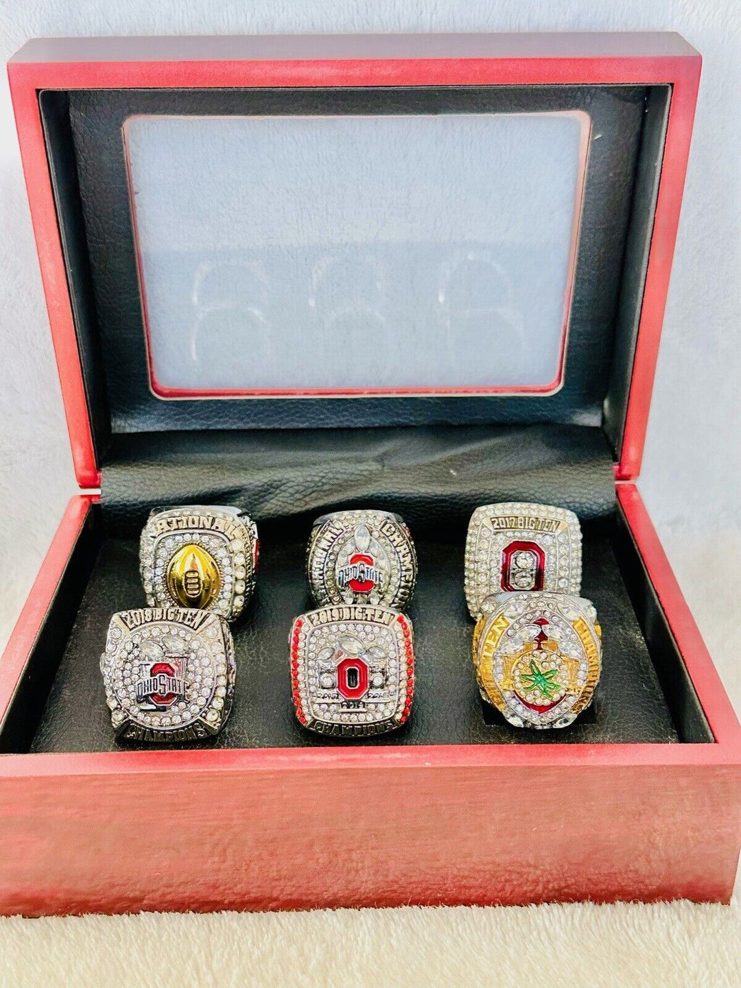 6 PCS Ohio State NCAA Championship Ring Set W Box US SHIP 2015-2020 - EB Sports Champion's Cache