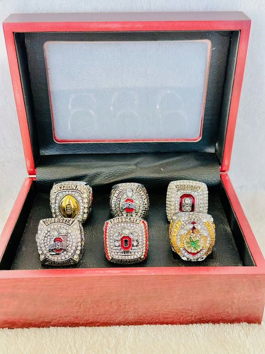 6 PCS Ohio State NCAA Championship Ring Set W Box US SHIP 2015-2020 - EB Sports Champion's Cache