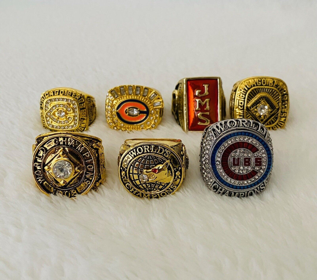 Chicago Ultimate Collection Championship Ring SET,  Ship Bears, Cubs - EB Sports Champion's Cache