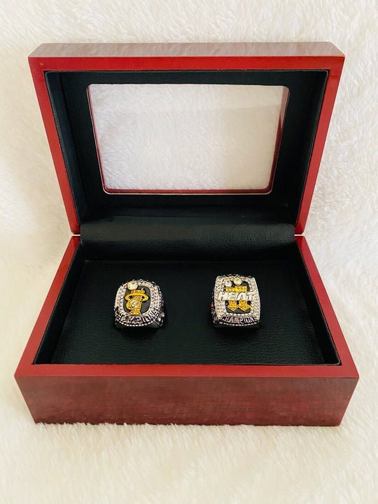 2 PCS Miami Heat Championship Complete Ring Set W Box,  SHIP Back To Back - EB Sports Champion's Cache