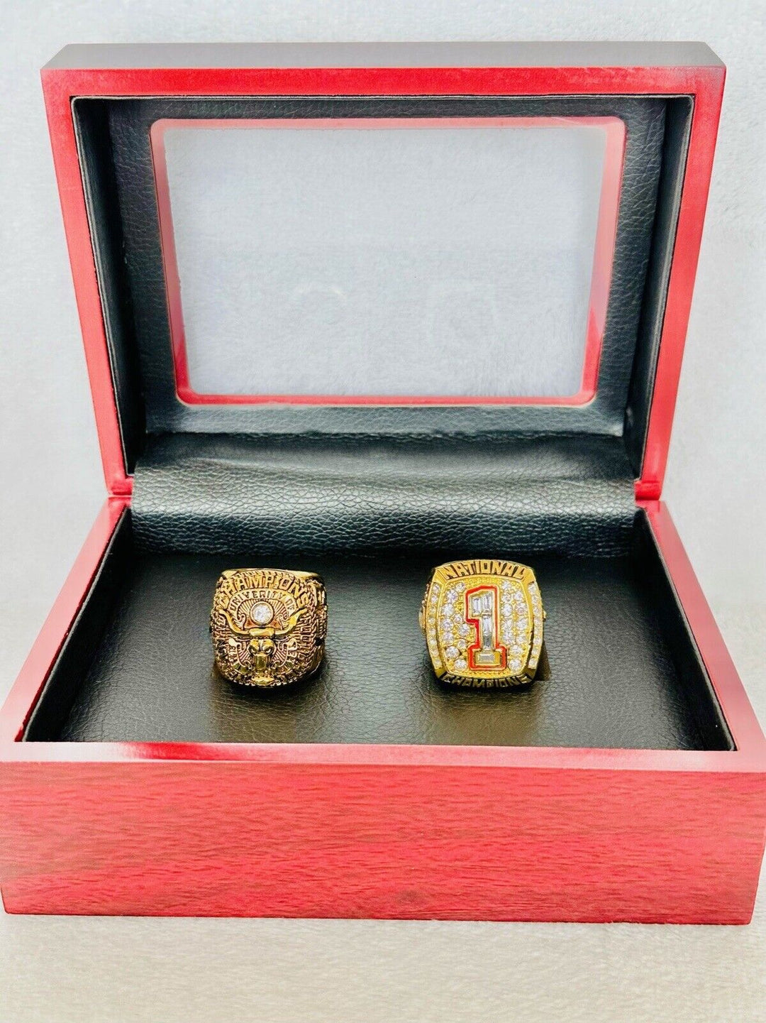 2 PCS University Of Texas LONGHORNS Championship Ring W Box, US SHIP 1963/2005 - EB Sports Champion's Cache