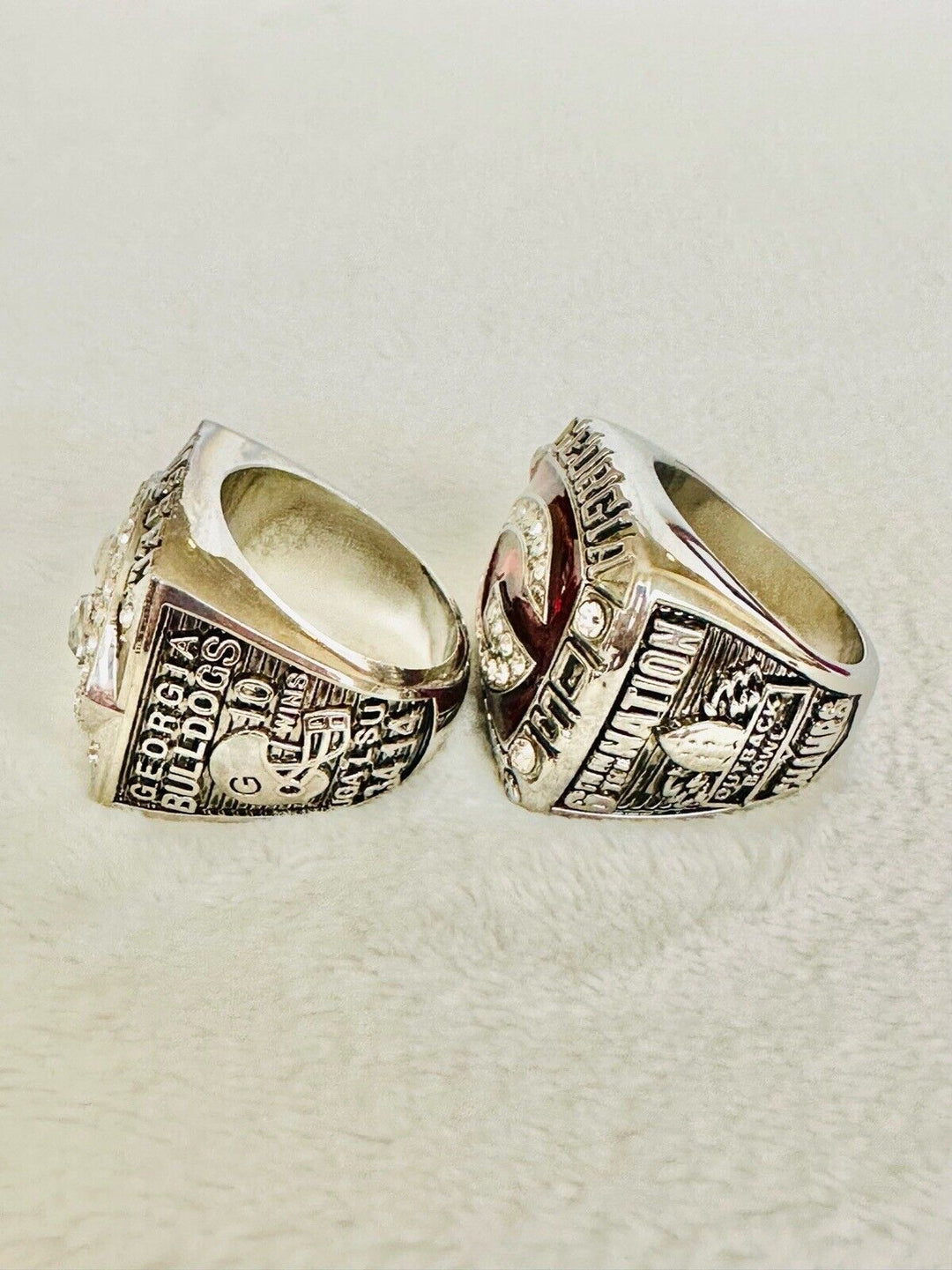 2 PCS Georgia Bulldogs Championship Ring, US SHIP 2005 SEC AND OUTBACK BOWL - EB Sports Champion's Cache