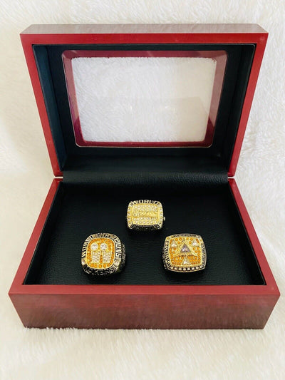 3 Pcs Los Angeles Lakers 3 Peat Ring Set,  SHIP 2000/01/02 - EB Sports Champion's Cache