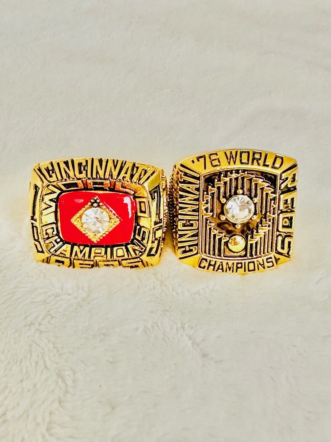 2 PCS CINCINNATI REDS World Series Championship Ring,  SHIP 1975/ 1976 - EB Sports Champion's Cache