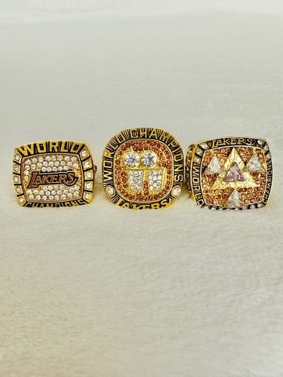 3 Pcs Los Angeles Lakers 3 Peat Ring Set, USA SHIP 2000/01/02 - EB Sports Champion's Cache