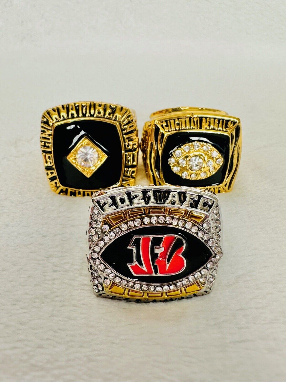 3 PCS Cincinnati Bengals Championship Ring SET W Case, US SHIP. 1981/88/2021 - EB Sports Champion's Cache