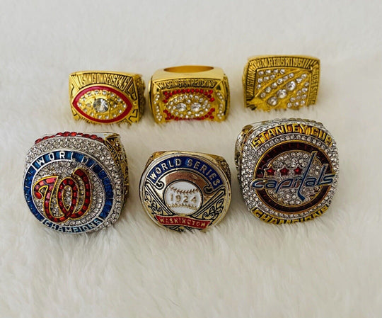 6 PCS Washington Ultimate Collection Championship Ring SET W Box,  SHIP - EB Sports Champion's Cache