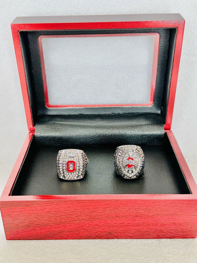 2 PCS Ohio State NCAA Championship Ring Set W Box, US SHIP 2014/2015 - EB Sports Champion's Cache